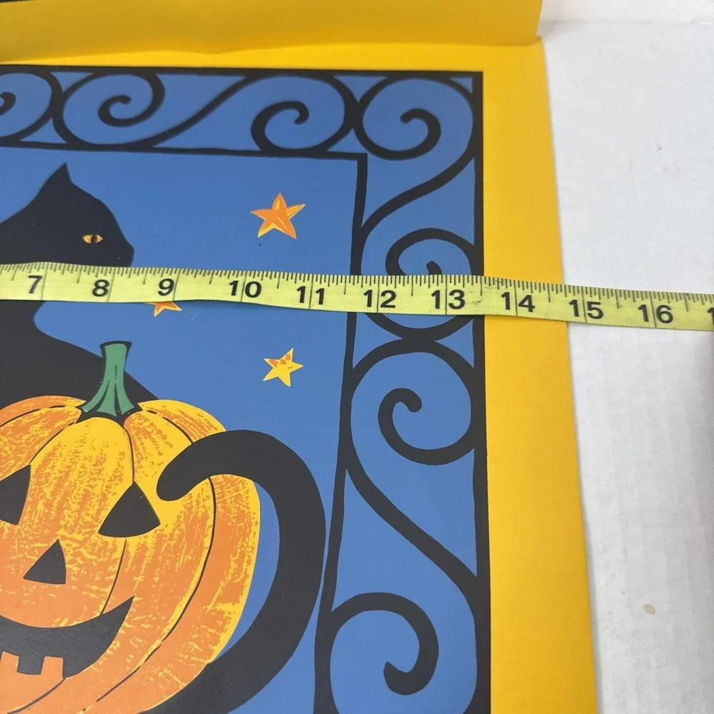 VTG 90's Town Country Halloween Square Vinyl Placemats Set 2 Black Cat JOL RARE